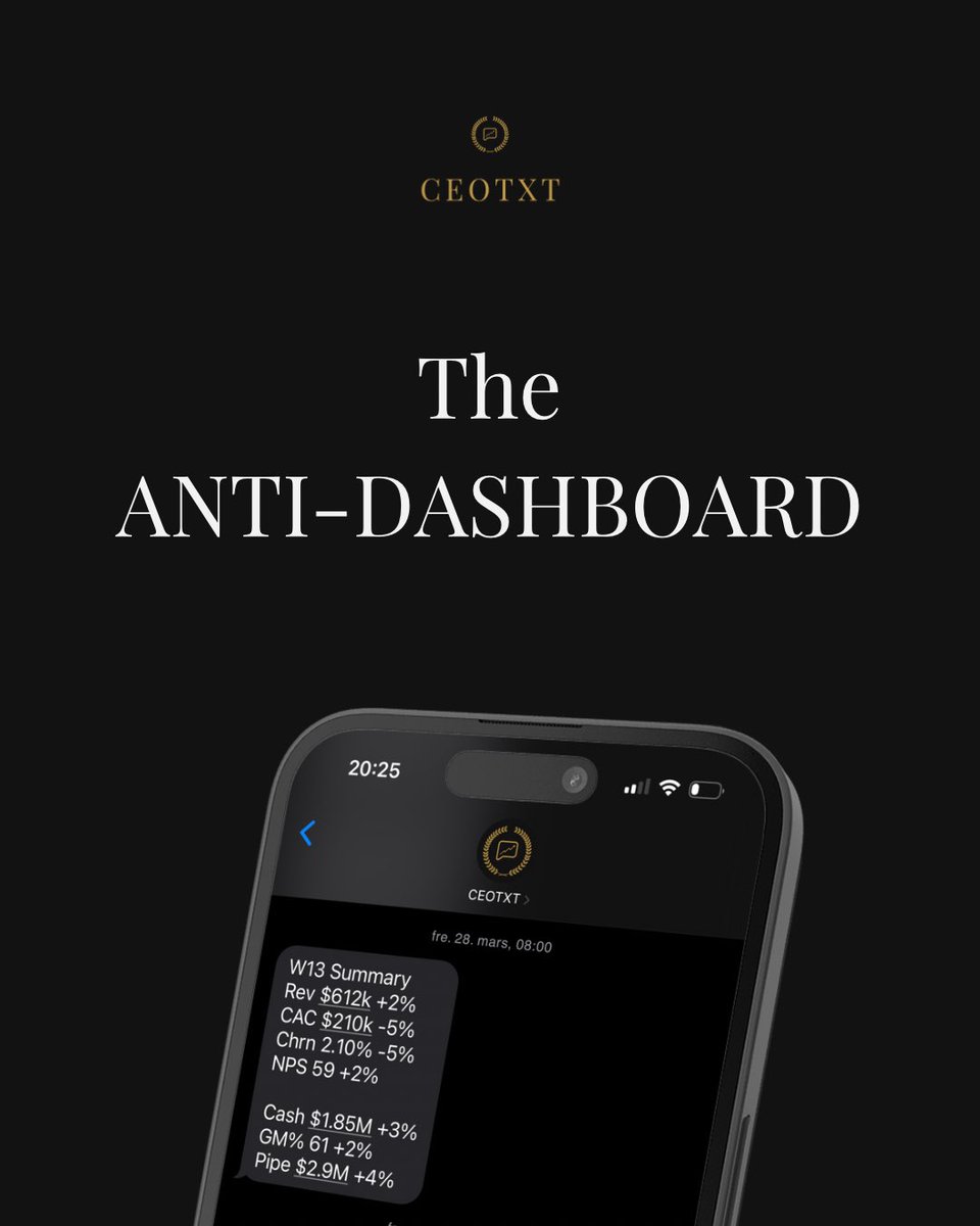therokter's tweet photo. One weekly SMS. All signal—no drag.
Replace status tabs with a 60‑sec update leaders actually read.
Request Access → link in bio
#founders #leadership #operations #execution #startups https://t.co/VyKcaHgaLv