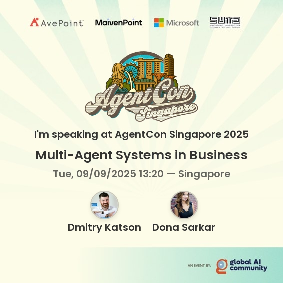 Singapore! September will start with 2 [must attend] AI events!

🛠️ Sept 8 – My full-day workshop:

Copilot Development for Business Central - Build your own AI extensions with prompt &amp; context engineering, function calling &amp; semantic search.
🔗 katson.com/singapore-8-se…

🎤 Sept 9