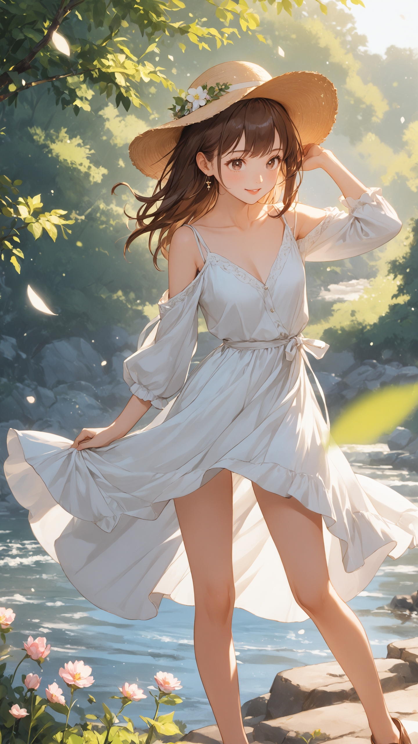 イラスト画　生き生きとした女性「赤い帽子」 イラスト画生き生きとした女性「赤い帽子」