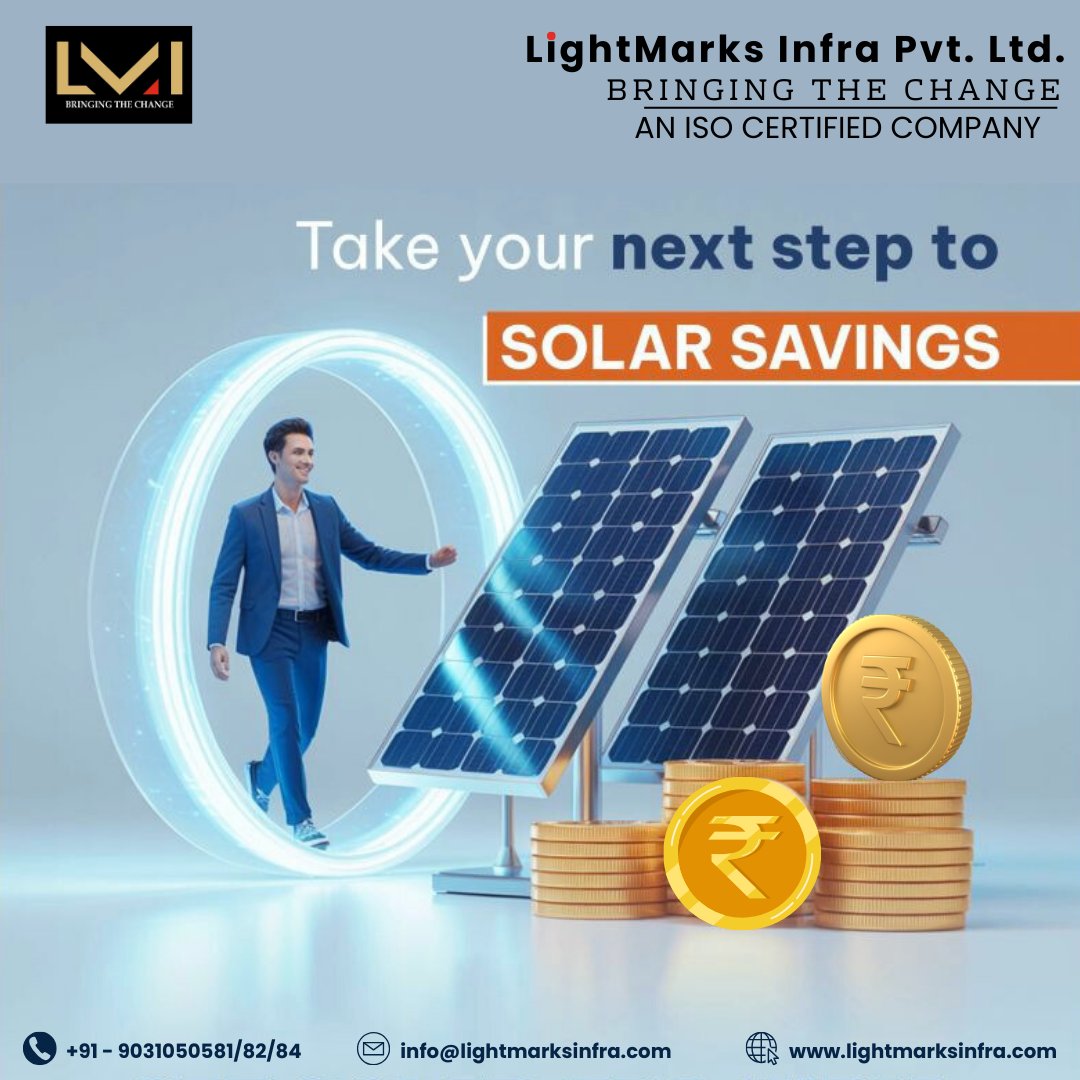 LightMarksInfra's tweet photo. "Solar System: The investment that pays twice—financially and environmentally."

Get genuine advice from our solar experts.
No pressure, book only if you are satisfied!
Contact us - +91- 9031050581/82/84
.
.
#lightmarks #solarinstallation #solarpanel #Solar  #renewableenergy https://t.co/oLQ0OLyvIE