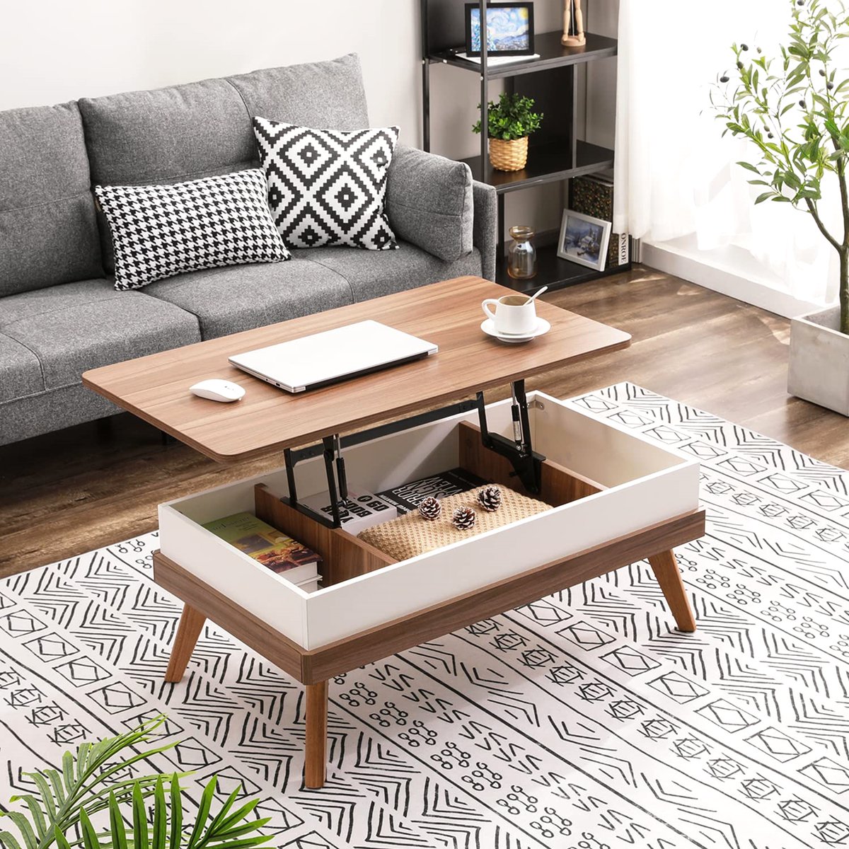 Bidiso Lift Top Coffee Table, Easy-to-Assembly Center Table with Hidden Storage Compartment, Modern Lift Tabletop Dining Table for Living Room Reception/Home Office, Walnut

 Rating ⭐ : 4.6
 Check Amazon price &gt;&gt; 🔗 : amzn.to/3M561tw