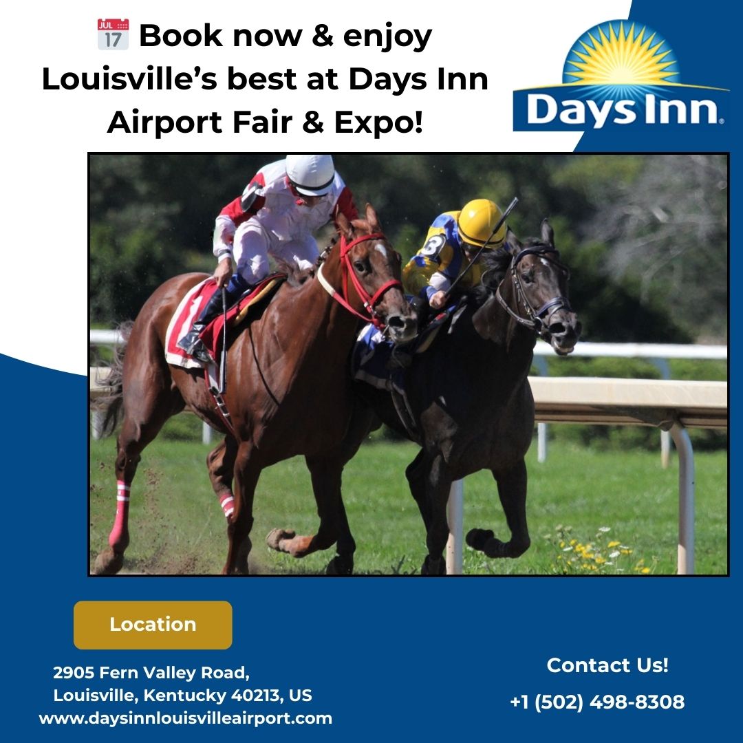 DaysLouisville's tweet photo. 🌟 Stay close to the excitement of Louisville’s fairs, expos, and racing events at Days Inn Airport Fair &amp; Expo!
#DaysInn #LouisvilleStay #HotelNearExpo #KentuckyTravel #StayWithUs https://t.co/NUwvRNuosF