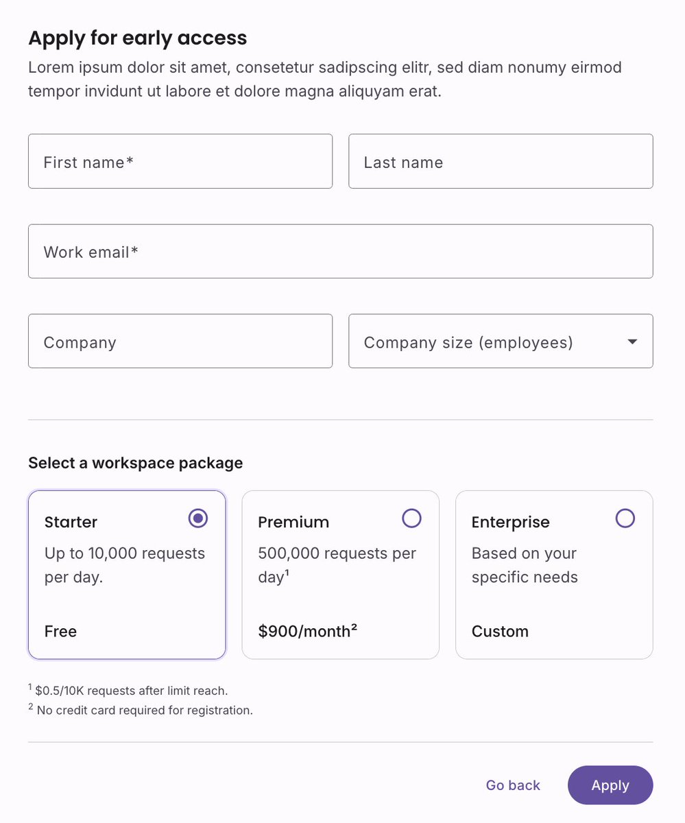 ngMaterialDev's tweet image. Launching a new product or beta? 🚀
Our "Form Layout 4" block is the perfect "early access" page. It captures user info and lets them select a plan of interest to help you qualify leads from day one.
See it in light &amp; dark mode: ui.angular-material.dev/blocks/applica…
#Angular #SaaS #Startups