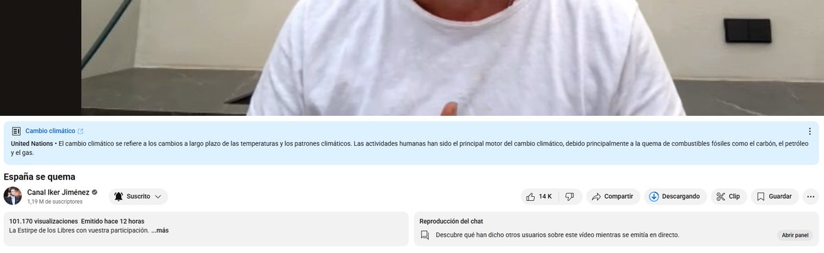Ahora estaba viendo <a href="/navedelmisterio/">Iker Jiménez</a> . Fuera de que pueda estar de acuerdo con muchas de las teorías del cambio climático, aprecio que haya gente que discrepe para que haya diálogo, y siento raro que estas notas a pie de página sean obligatorias en una democracia.
