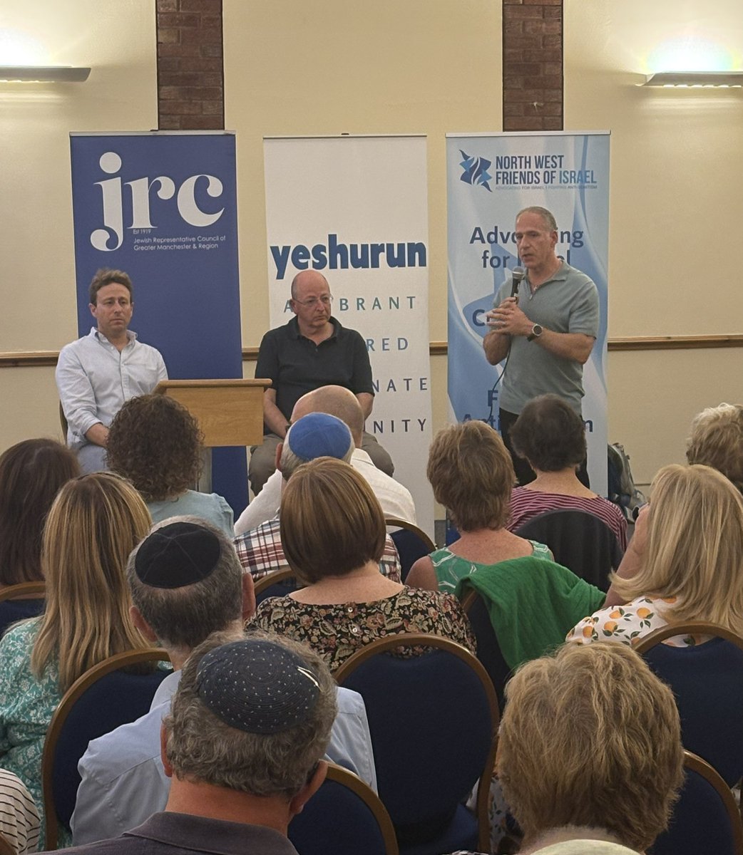 Jewish Representative Council of GM & Region (@jewishmcr) on Twitter photo Last night we were privileged to join Yeshurun Hebrew Congregation and North West Friends of Israel for a deeply moving event with Adam Rose and <a href="/AdamWagner1/">Adam Wagner KC</a>.
They spoke about their vital work in advocating for the release of British linked hostages held in Gaza. They shared Last night we were privileged to join Yeshurun Hebrew Congregation and North West Friends of Israel for a deeply moving event with Adam Rose and <a href="/AdamWagner1/">Adam Wagner KC</a>.
They spoke about their vital work in advocating for the release of British linked hostages held in Gaza. They shared