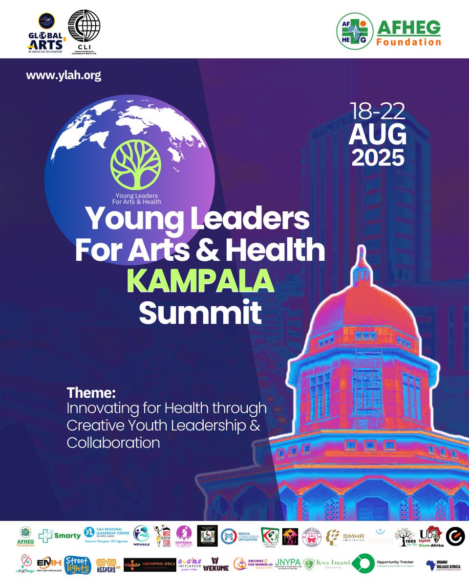 We are setting the stage for something transformative.

The Young Leaders for Arts and Health Kampala Summit 2025 is here to amplify youth voices, creativity, and health literacy.

22 August 2025 | <a href="/mcimediahub/">MCI Media Hub</a> 

Together, we create for change.

#YLAHKampala2025 
#AFHEG