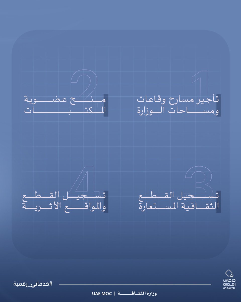 للحصول على خدماتنا بخطوات سهلة وسريعة، زوروا موقعنا الإلكتروني moc.gov.ae​

للمزيد، اتصلوا بنا على الرقم 800552255.