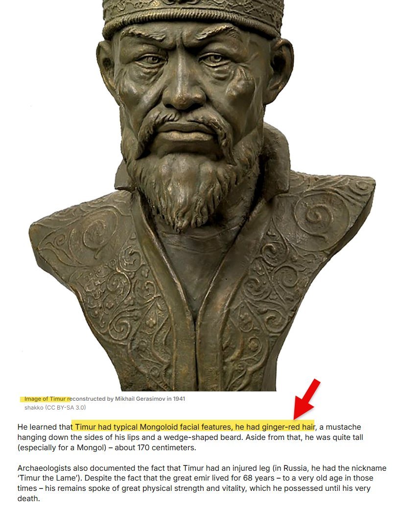 DaysOfNoahh's tweet photo. 2 of the greatest killers of all time, #GenghisKhan and #TimurLenk both had red hair. Cohencidences. The Cohen-ic Rabbinic Talmudic Jewish bloodlines are especially prone to red hair.
It's always the same people who are the enemies of mankind, the most ruthless of killers. Edom. https://t.co/VDQEu7JFrz