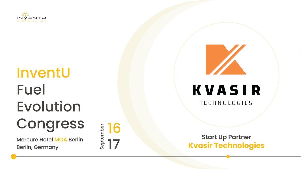 Welcome Kvasir Technologies as a startup partner for the InventU Fuel Evolution Congress Sept 16-17 in Berlin. Learn more: n9.cl/6pgnx #InventU