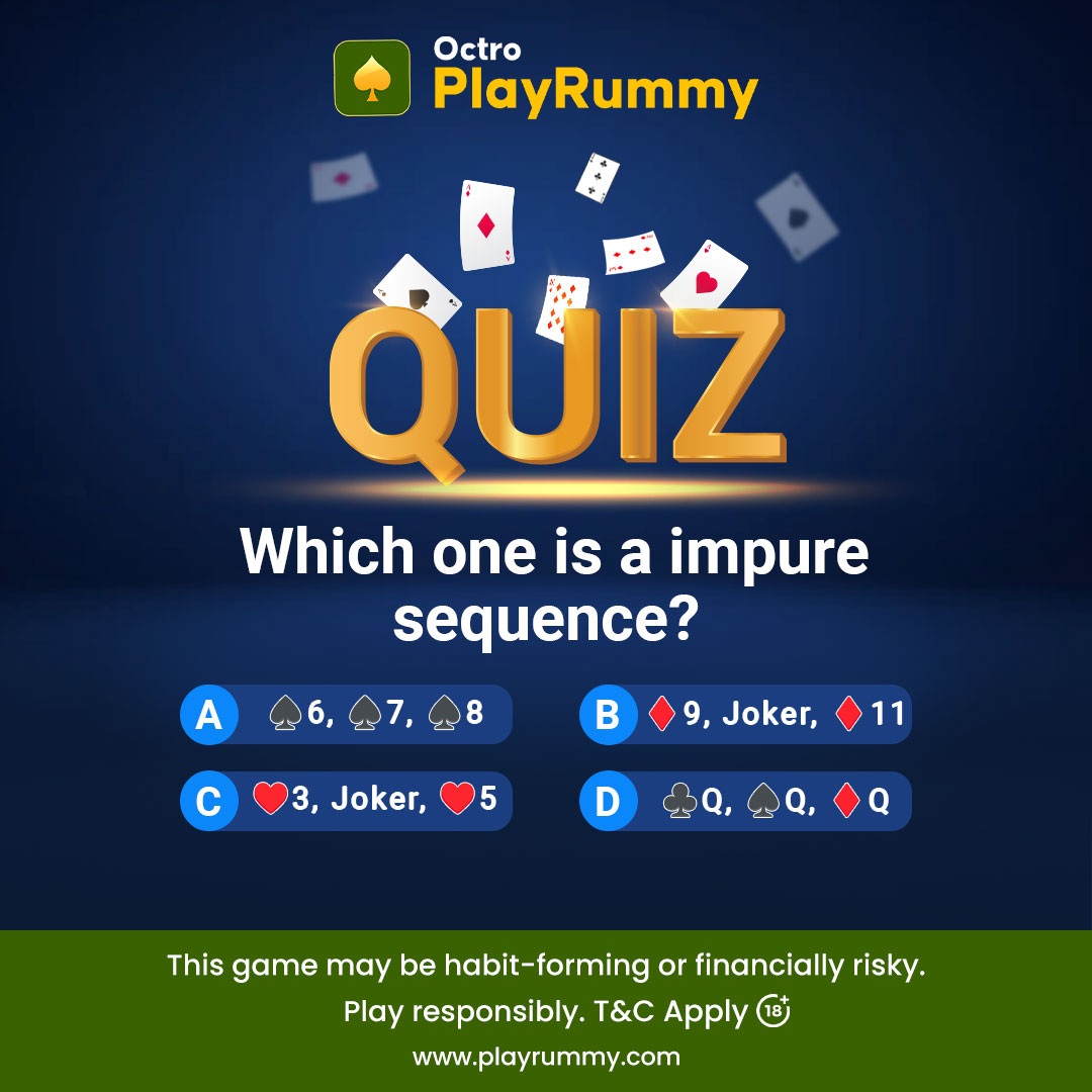 PlayRummy1's tweet photo. Agar aap pure Rummy player ho toh iska answer toh aata hoga!
.
.
#playrummy #rummynew #rummy #quiz #comment #cardsgame https://t.co/c4jId783ZO