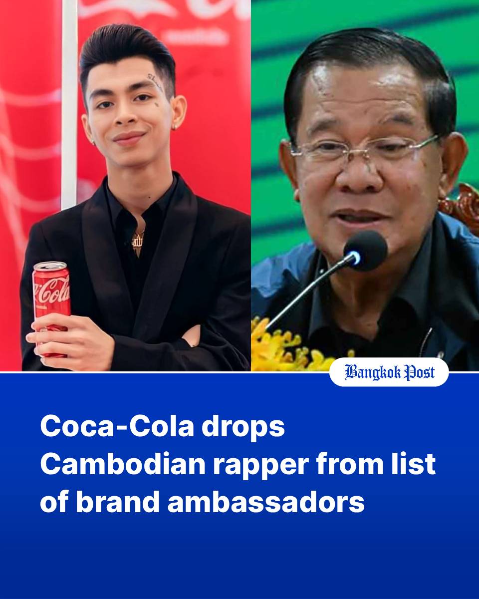 BangkokPostNews's tweet photo. Coca-Cola is reported to have cancelled its brand-ambassador contract with Cambodian rap star VannDa over social media comments he made about the Thai–Cambodian border conflict.

Listen to the story or get the full story in the 1st comment.

#VannDa #Cocacola https://t.co/TnukNYd1nT