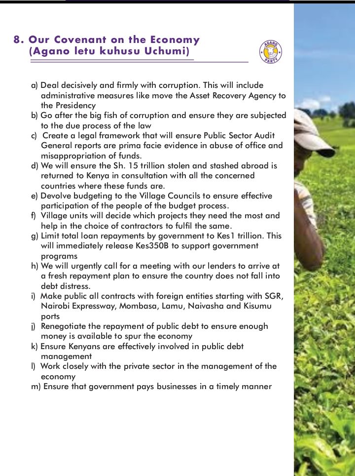 Mosiara_bryn96's tweet photo. Agano Party pledges to fight corruption, recover stolen trillions, devolve budgeting to villages & ease public debt burden to revive Kenya’s economy.
#Arsenal
#MainaAndkinangi
#MAINAS https://t.co/fIMf9WVX0L