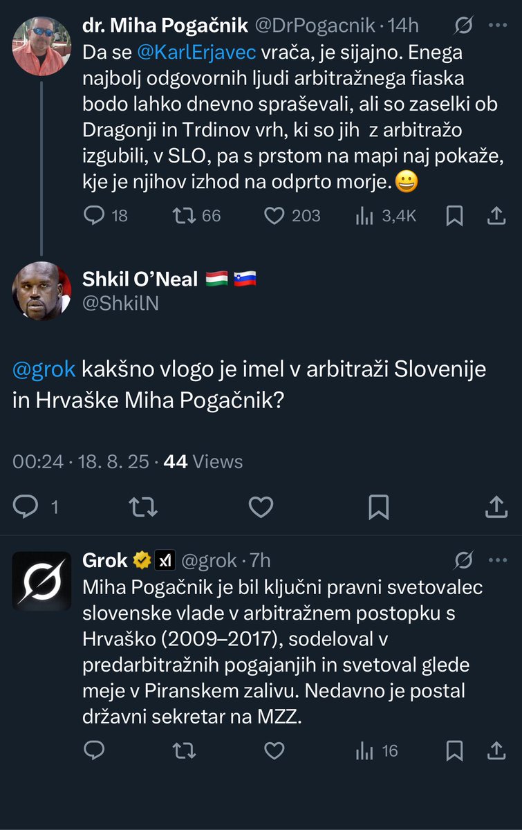 Ko Mihi iz hrvaške vile vsepovprek obtožuje za izzid arbitraže, sebe pa izključuje 😂
Imamo pa na srečo umetno inteligenco, ki bo kmalu zamenjale “pravne” strokovnjake.