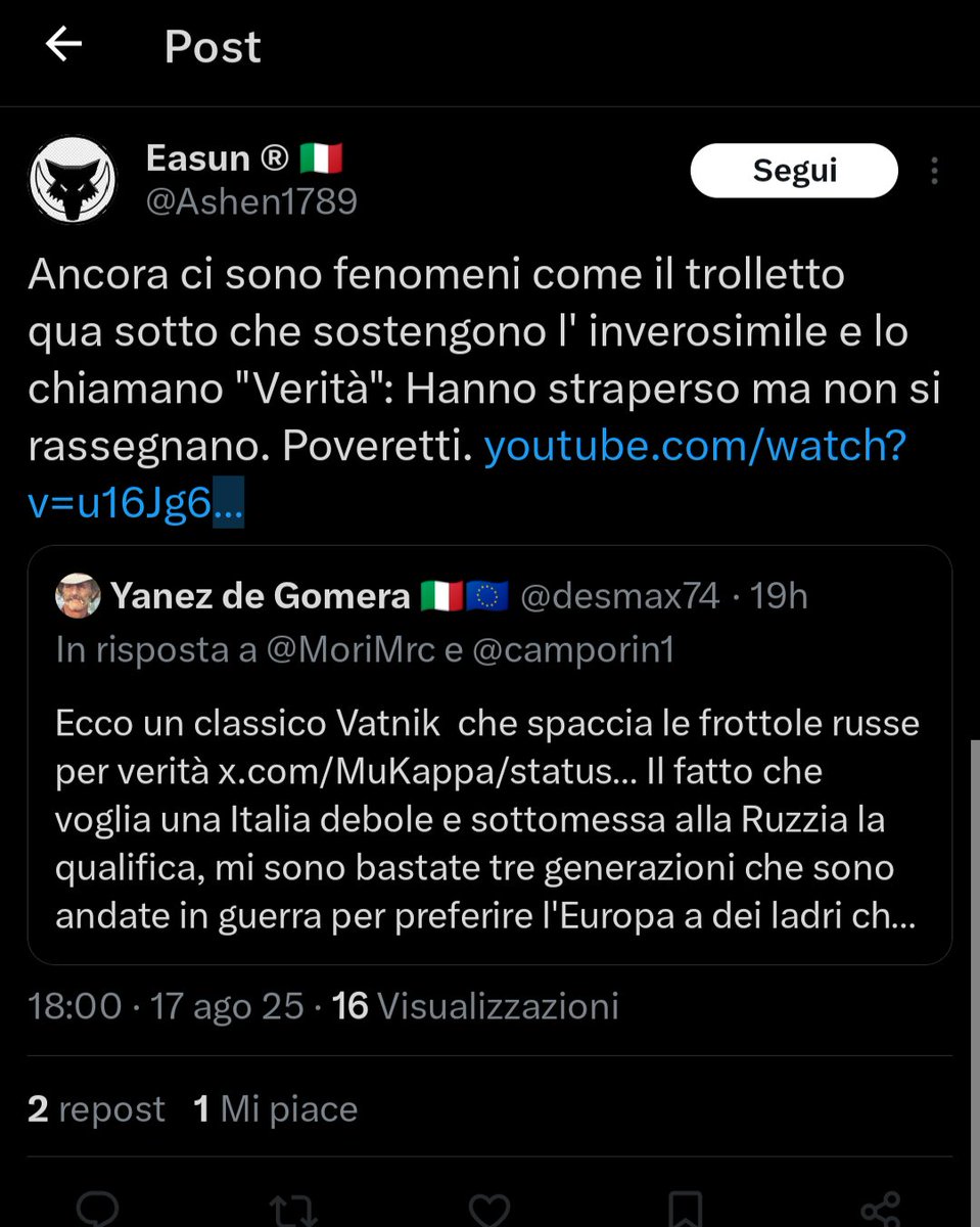 Ancora ci sono Vatnik che hanno così pochi argomenti che ti bloccano prima di continuare a raccontare frottole. Curioso che se hai vinto ci sia bisogno di accordi quando invadi un paese. Curioso che un "italiano" si preoccupi di difendere degli assassini e rapitori di bambini.