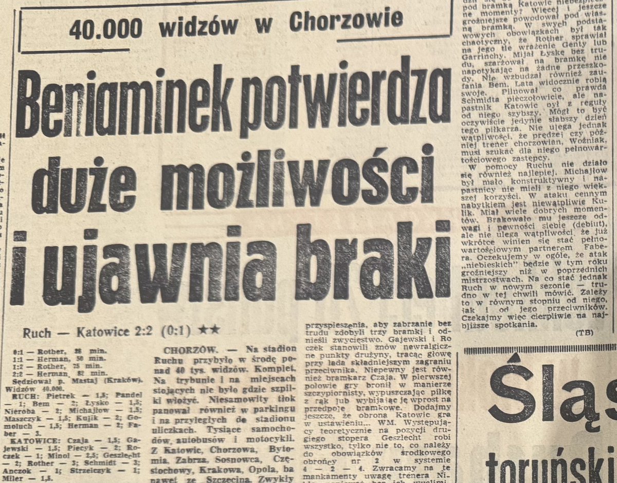 Dokładnie 60 lat temu doszło do niezwykłego meczu w dziejach śląskiego futbolu. 18 sierpnia 1965 GKS Katowice rozgrywał pierwszy w historii wyjazdowy mecz w ekstraklasie. I to gdzie: na Cichej z Ruchem🔥 Co za widowisko! Rozmawiałem z ośmioma piłkarzami grającymi w tamtym meczu🙂