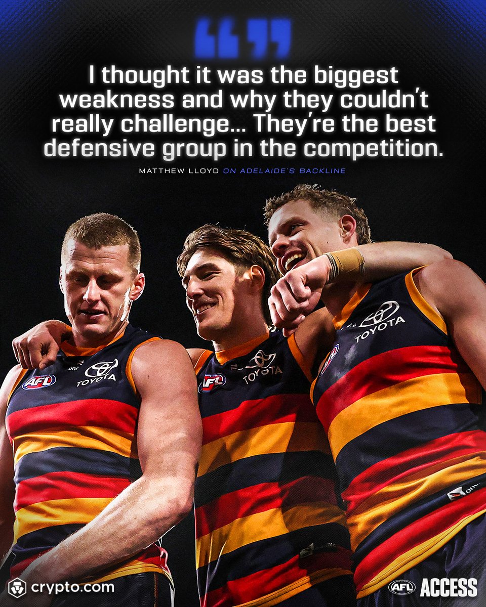 AFL (@afl) on Twitter photo Despite the Pies having 34 more inside 50s against the Crows, Adelaide's backline held up again 👏
Hear more from <a href="/MatthewLloyd18/">Matthew Lloyd</a> on Access, thanks to <a href="/cryptocom/">Crypto.com</a>: afl.com.au/video/1395975 Despite the Pies having 34 more inside 50s against the Crows, Adelaide's backline held up again 👏
Hear more from <a href="/MatthewLloyd18/">Matthew Lloyd</a> on Access, thanks to <a href="/cryptocom/">Crypto.com</a>: afl.com.au/video/1395975