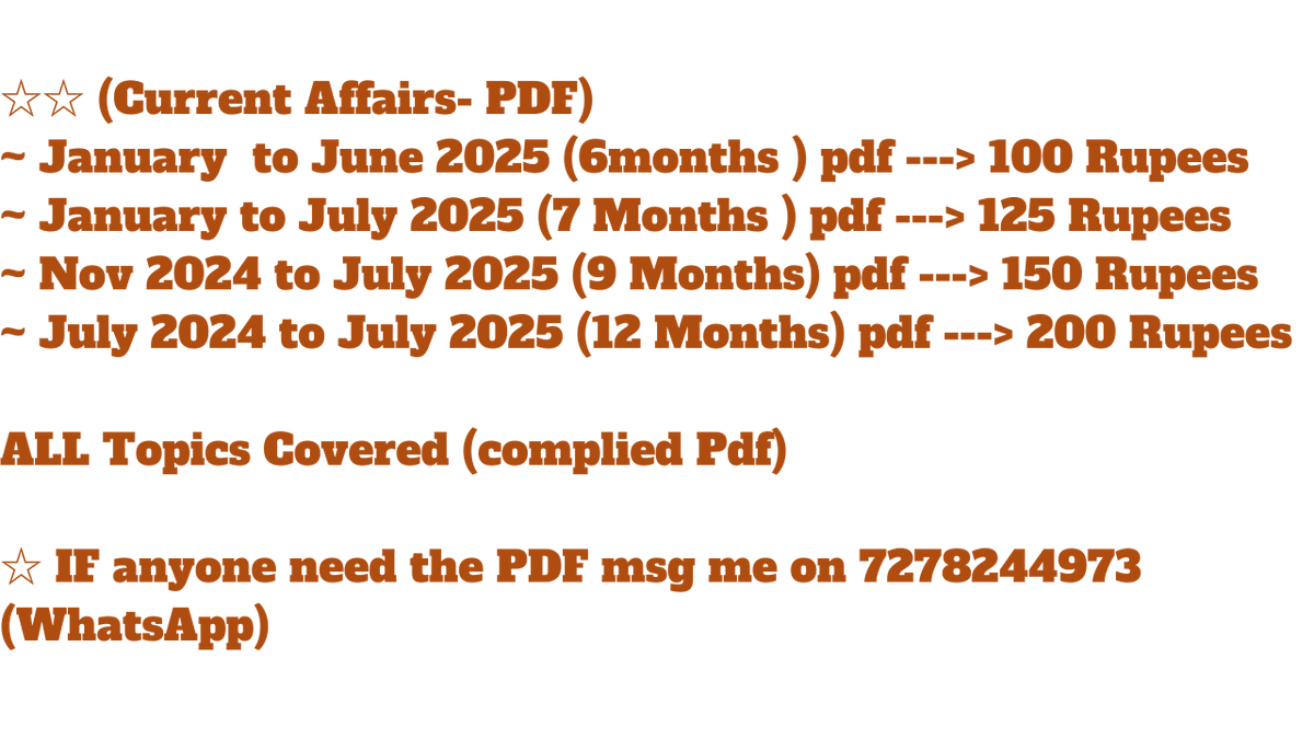 totan_sid's tweet photo. Current Affairs 2025 pdf
Contact me -- 7278244973(WhatsApp or Telegram)
#currentaffairs #currentevents #UPSC #UPSCPrelims2026 #upsc2025  #sscprotest2025 #sscexam #rrbntpc https://t.co/6mK64NruRX