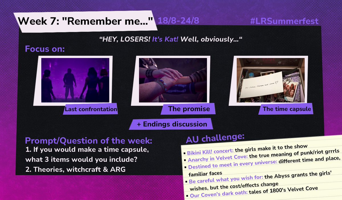 We made a promise... 📦

The memories are clear now, they know what happened. That it was all real. Week 7 covers the story finale:
• Last confrontation in the woods
• Their promise
• Opening the time capsule
+ Endings discussion

Enjoy! 🐦‍⬛☀️🌙🦋

#LRSummerfest #LostRecords