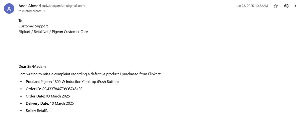 Anasahm43874506's tweet photo. “It has been 168 days since I reported my issue, but Flipkart and its team are still unable to resolve it. Request everyone to stop buying online products and instead purchase from nearby stores for better service. #Flipkart #CustomerService
#consumerRights https://t.co/P5bCeCyl0b