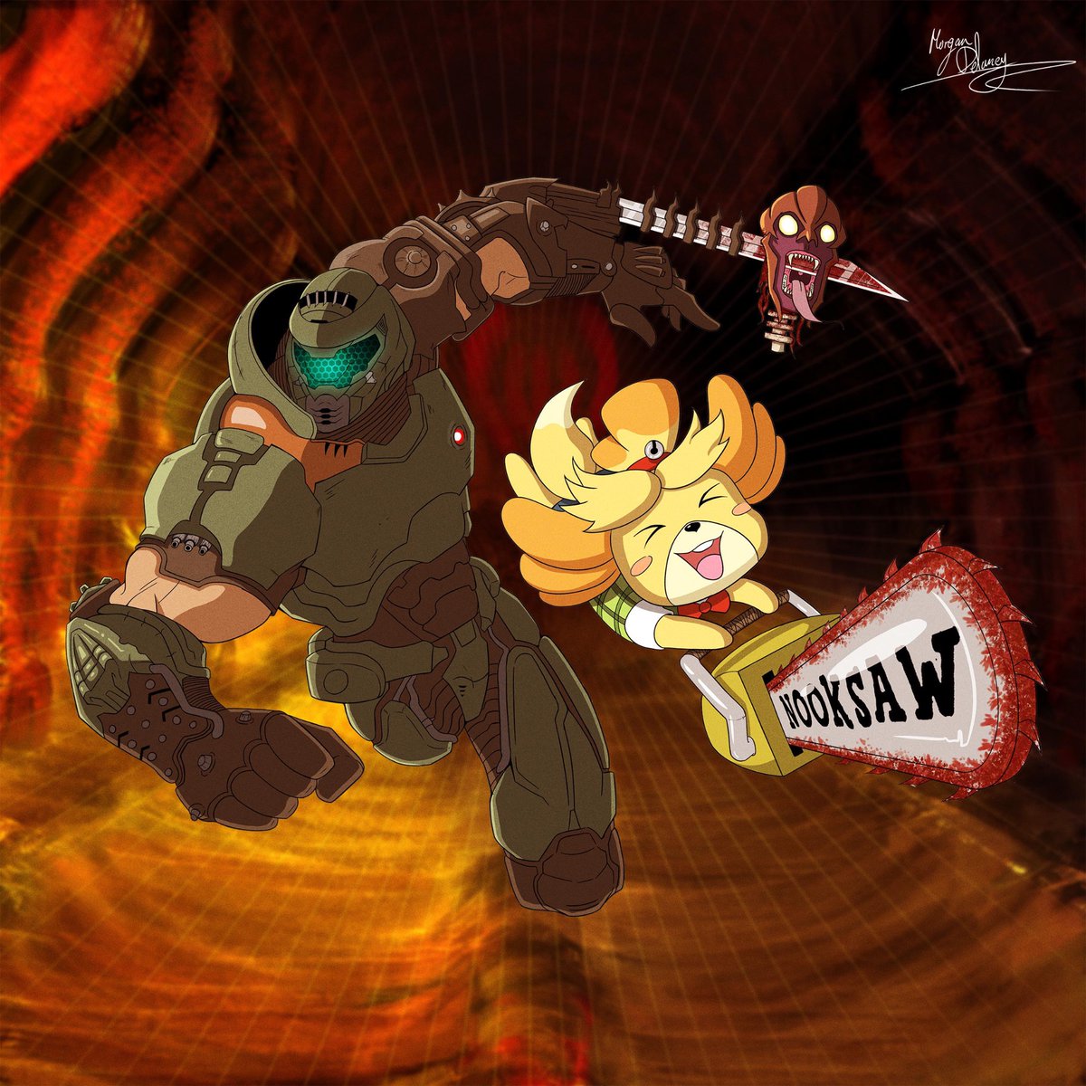_Symcy's tweet photo. @PicturesFoIder Isabelle and Doomguy lmao https://t.co/B02FhKBgxS