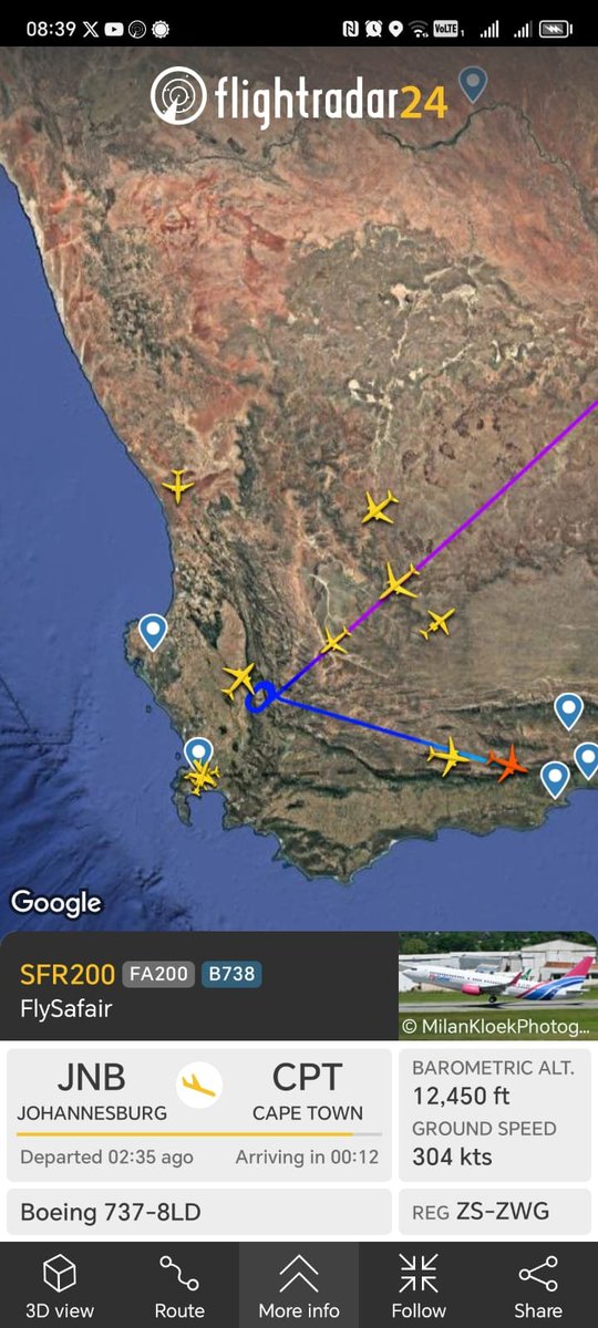 Cape Town Airport:  some flights being diverted to George - check before travel