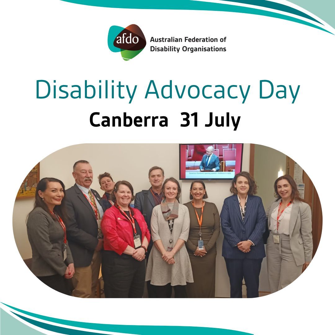 AfdoOffice's tweet image. After our National Conference, AFDO led a strong Day of Advocacy in Canberra. Delegations met with MPs, advisers and departments to push for systemic change. Thanks to all who took part and backed disability rights. 
#DisabilityAdvocacy #NothingAboutUsWithoutUs #AFDO