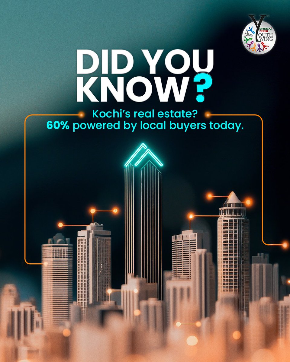 MchiYouthWing's tweet image. Local buyers now drive 60% of home sales in Kochi, up from just 30% a few years back.

That means higher occupancy + more committed communities.

#YouthWing #DidYouKnow #RealEstateInsight #realestatetips
