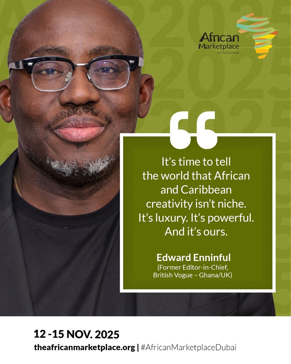 AfricanMarketHQ's tweet photo. “African &amp; Caribbean creativity isn’t niche. It’s luxury. It’s powerful. And it’s ours.” – Edward Enninful

Be part of the global stage at African Marketplace.
Exhibitor applications are open:https://t.co/PSepayCfi6

#AfricanMarketplace #AfricaToTheWorld #TradeNotAid #AMP2025 https://t.co/sTuNAvG4Kd