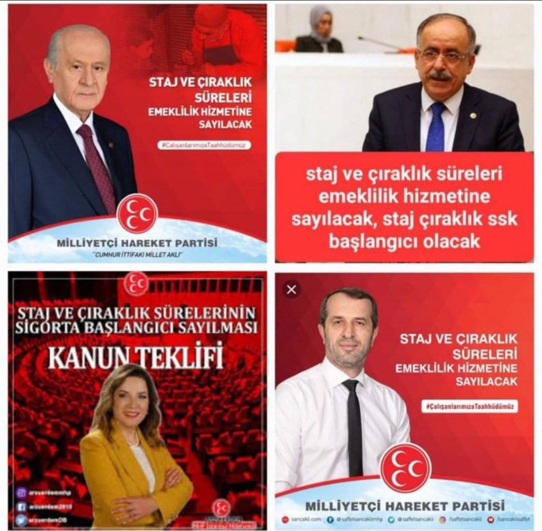 SERKAN BURSA ÇIRAKLIK (@estserkan16) on Twitter photo 15 küsür yıl önce staj çıraklık magduriyetini siyasete taşıyıp seçim beyannamelerinde SGK başlangıcı olacak sözü veren MHP partisi mağdurlar vaadlern sona erip gerçeğe yansımasni bekliyor
<a href="/MHP_Bilgi/">MHP</a> <a href="/UlviYonter/">Dr.İzzet Ulvi YÖNTER</a>
<a href="/dbdevletbahceli/">Devlet Bahçeli</a>
Utanın
#ÇırakStajyereVerdiğinizSözüYokSaydınız 15 küsür yıl önce staj çıraklık magduriyetini siyasete taşıyıp seçim beyannamelerinde SGK başlangıcı olacak sözü veren MHP partisi mağdurlar vaadlern sona erip gerçeğe yansımasni bekliyor
<a href="/MHP_Bilgi/">MHP</a> <a href="/UlviYonter/">Dr.İzzet Ulvi YÖNTER</a>
<a href="/dbdevletbahceli/">Devlet Bahçeli</a>
Utanın
#ÇırakStajyereVerdiğinizSözüYokSaydınız