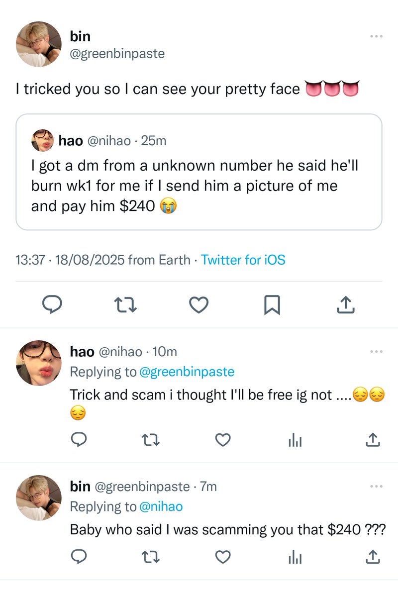 yummytunafish's tweet photo. #neulbin | #binneul one tweet crack socmed au where neul got tricked + scammed by someone (bin), but was neul really scammed by bin for that gracious $240  ??? https://t.co/khnCu9fWcB