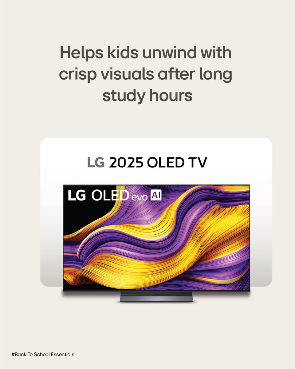 LGAfrica1's tweet photo. Home is where kids learn, parents unwind, and families connect.
#LGOLEDAITV makes study time sharper and movie nights unforgettable.
#LGSoundbar turns every lesson and story into crystal-clear sound.
#MosquitoAwayAC keeps your family cool, safe, and comfortable — day and night.
Smart choices today mean happier moments tomorrow.
With LG, you don’t just live — you live smarter.
Learn more here: https://t.co/kRTeg4lUl9
#LifesGood #SmartLivingWithLG #BackToSchoolEssentials #LGSmartHome