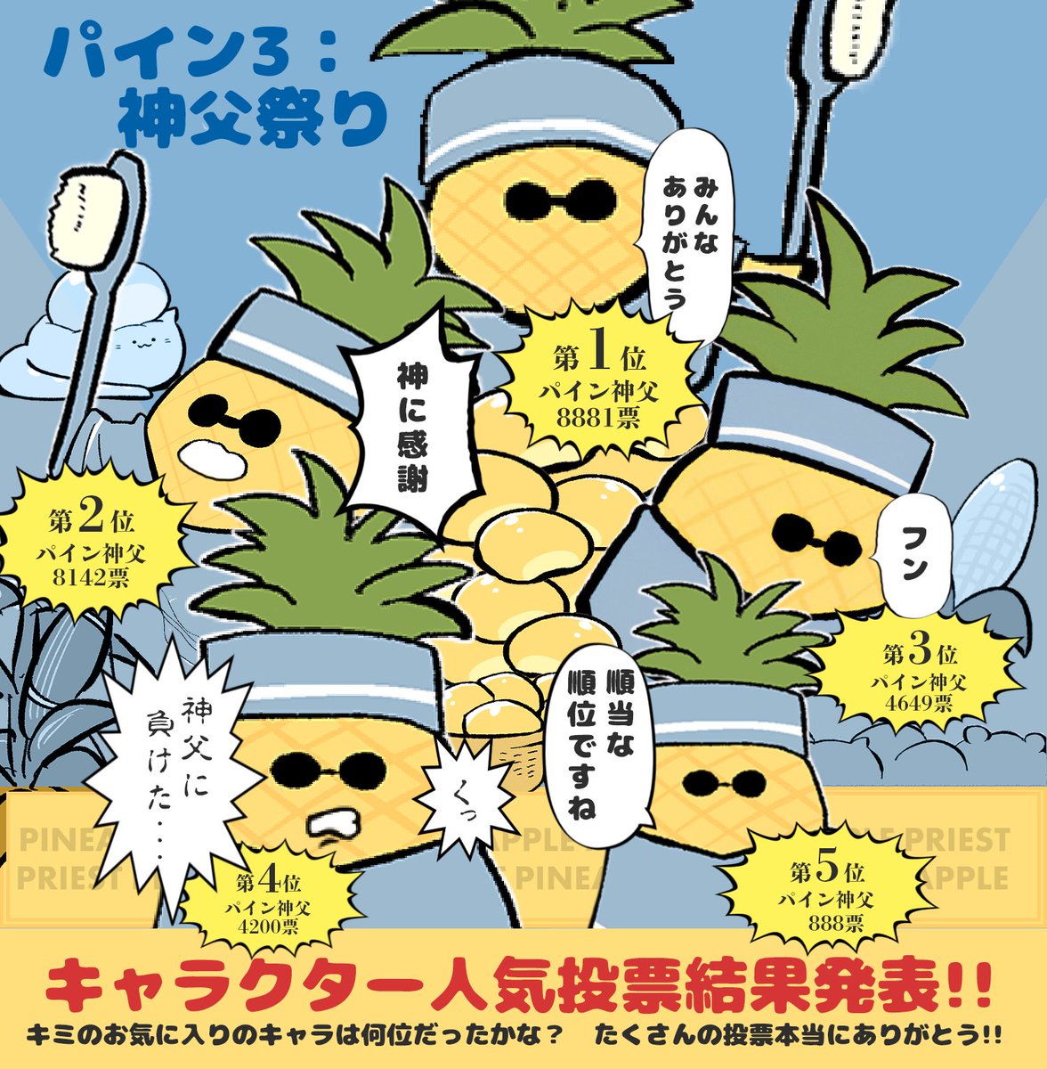 人気投票
君のお気に入りのキャラは何位だったかな？
＃ねこもどき