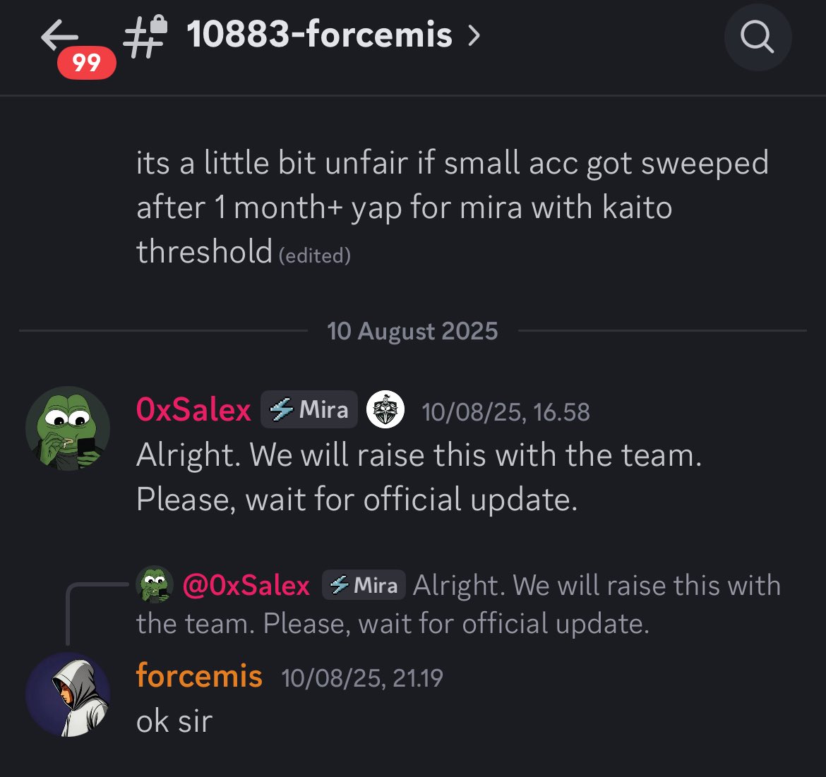 forcemis (@forcemis_space) on Twitter photo In my head, <a href="/Haylesdefi/">HAYLΞS.eth ➕</a> on this point is correct and very rational, considering the latest statement from the team that they are focused on build for whats coming next.
However, if we talk about $MIRA TGE getting closer, I can personally say its clearly closer (though no In my head, <a href="/Haylesdefi/">HAYLΞS.eth ➕</a> on this point is correct and very rational, considering the latest statement from the team that they are focused on build for whats coming next.
However, if we talk about $MIRA TGE getting closer, I can personally say its clearly closer (though no