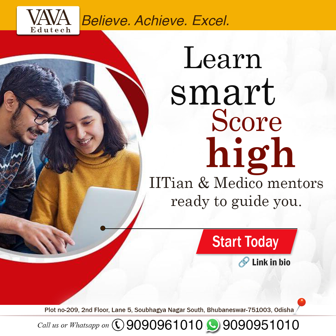 VavaClasses's tweet image. Unlock your true potential with expert IITian & Medico mentors at VAVA Edutech!
Learn smart, score high, and achieve your dreams.
Start today!
Call or WhatsApp: 9090961010 | 9090951010
Visit us: Plot no-209, 2nd Floor, Lane 5, Soubhagya