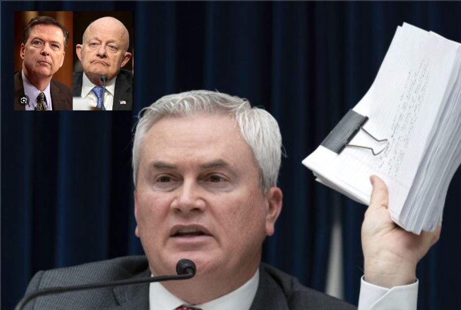 Realjbushow's tweet photo. Does anyone else find it strange that a "James Comer" is investigating a "James Comey" and his partner in crime "James Clapper". Comer, Comey, and Clapper, and all three are named James...weird #RussiaGate #obamaexposed #EdMartin #SundayMorning https://t.co/BANu8OQ9Pv