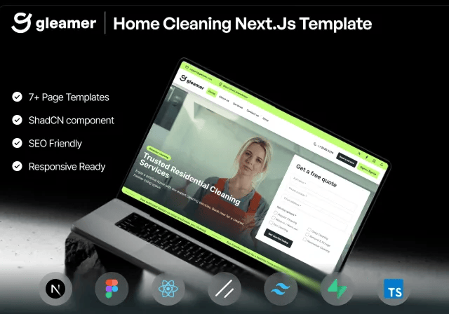 Getnextjstemplt's tweet image. ✨ Launch your cleaning business website faster with Gleamer – Cleaning Next.js Template
⚡ Next.js & React
📱 Fully responsive design
🌙 Light/Dark mode
🔒 Secure user login ready
👉 Download now getnextjstemplates.com/products/gleam…
#nextjstemplates #websitetemplates #react #tailwindcss