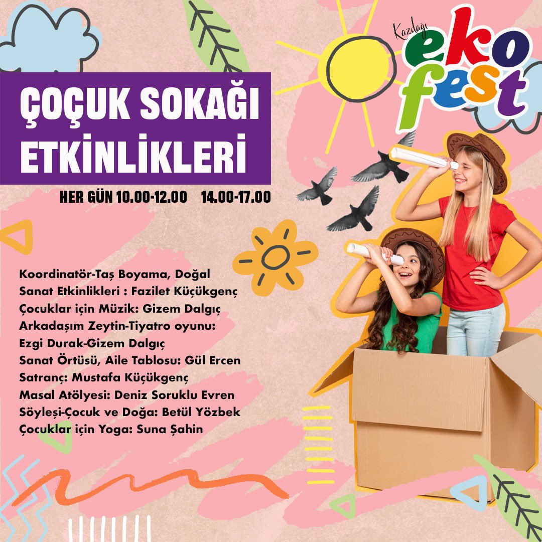 KazdagiKDernegi's tweet photo. KAZDAĞI EKOFEST2025’DE ÇOCUKLAR İÇİN ÖZEL BİR SOKAĞIMIZ VAR!
“Çocuk Sokağı Etkinlikleri” her gün
10.00-12.00 ve 14.00-17.00 arasında.
Kayıt yaptırmayı unutmayın:
https://t.co/HMV7ZjoBxh
#ekofest
#kazdağıkoruma https://t.co/NgHUVA6DiJ