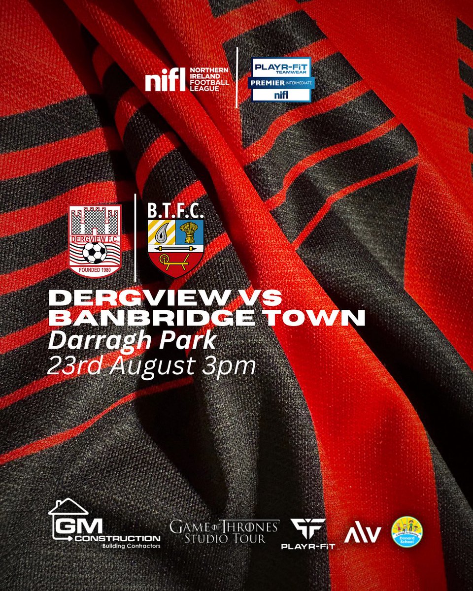 𝙉𝙚𝙭𝙩 𝙈𝙖𝙩𝙘𝙝

The league is back! A return to PIL action this weekend as we travel to Castlederg to face Dergview.🔴⚫️

🆚 Dergview
🏟️ Darragh Park
🗓️ Saturday 23rd August
⏱️ 3pm
⚽️ @playrfitteamwear Premier Intermediate League 

#monthetown