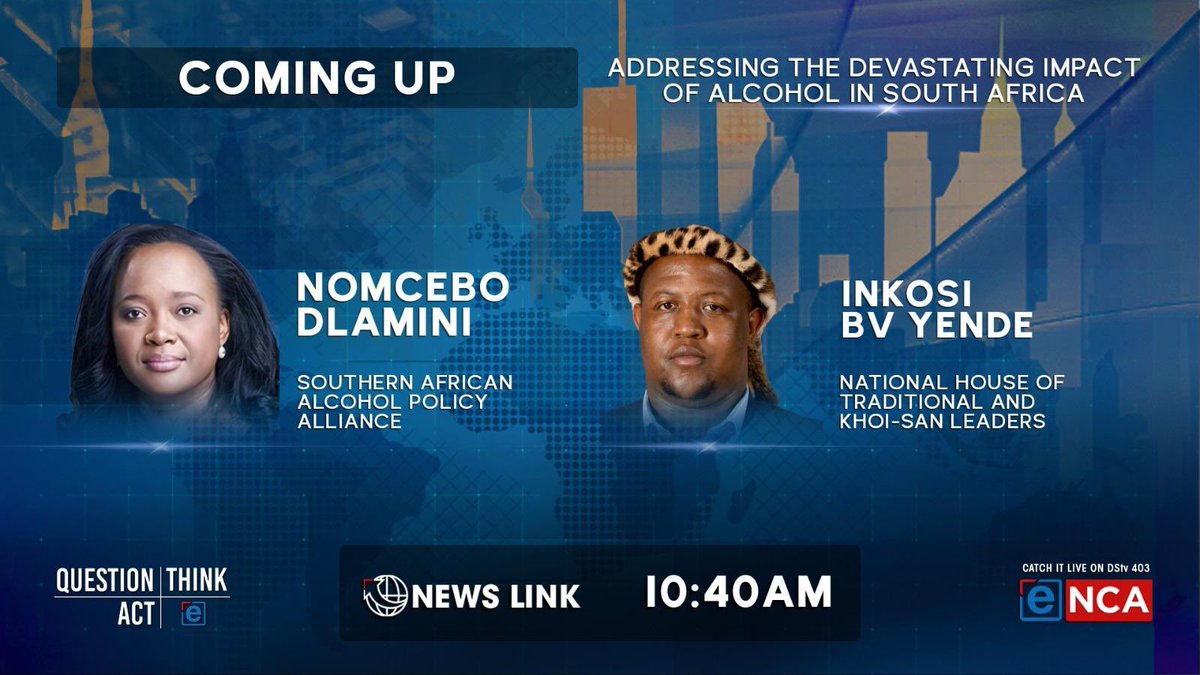 Later this morning our Alcohol Tax Policy Campaign Director, Ms #NomceboDlamini along with our collaborative partner the #NHTKL will unpack our national strategy on <a href="/eNCA/">eNCA</a>! Join us.