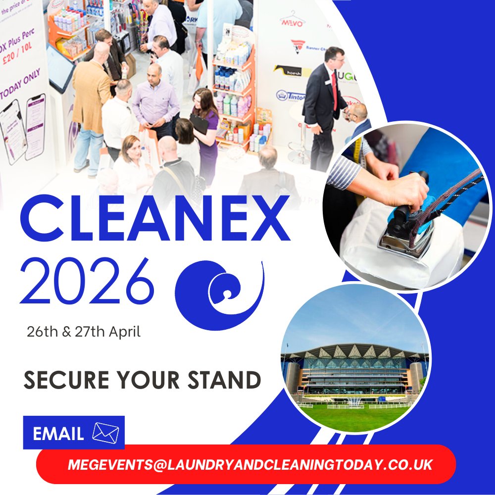 #CleanEx2026 🌀
Have you booked your space for CleanEx 2026? 
Contact Mark – megevents@laundryandcleaningtoday.co.uk for more information.