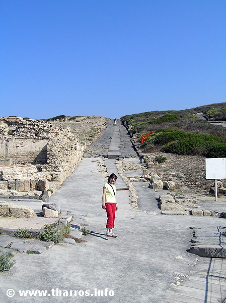 Tharros tharros.info/site/100/en The main road in Tharros running up the hill of Su Muru Mannu. The roads were covered with basalt slabs...  #sardinia #sardegna