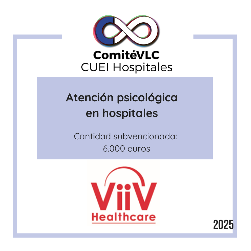 ComiteVLC's tweet photo. Agradecemos a @ViiVHC su apoyo a nuestro programa de Acompañamiento emocional y psicológico a personas con #VIH en las unidades de enfermedades infecciosas de #València. Su colaboración es imprescindible para nuestro proyecto dedicado a la salud mental
#ComiteVLC https://t.co/9VShQ0LOdA