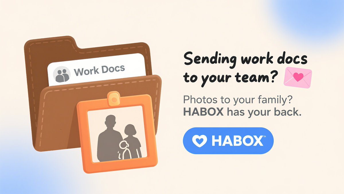 's tweet image. Sending work docs to your team? Photos to your family? HABOX has your back. 💌
#WorkAnywhere #FileTransfer #Sendfiles