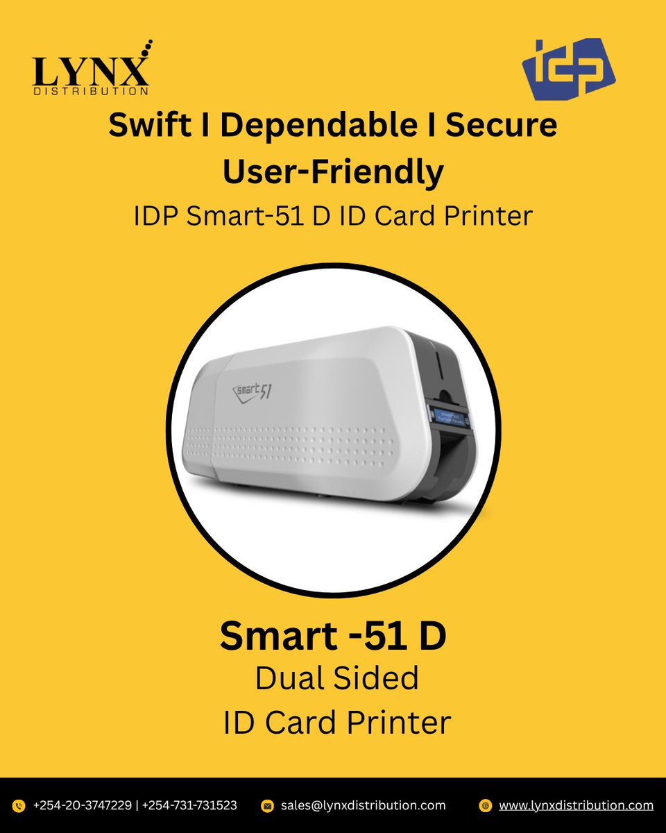 LynxDistroKE's tweet image. Admitting new students?
The Smart-51 D ID Card Printer makes onboarding fast, secure &amp;amp; seamless.
Available at Lynx Distribution.

Contact us for more information:
📞 +254-731-731523
📧 sales@lynxdistribution.com

#StudentID #EducationTech #KenyaUniversities #SmartPrinting