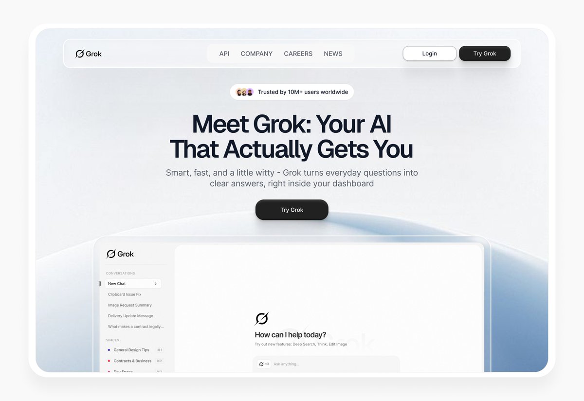 Made some changes 
Day 04: Grok's Hero Redeign @heysatya_