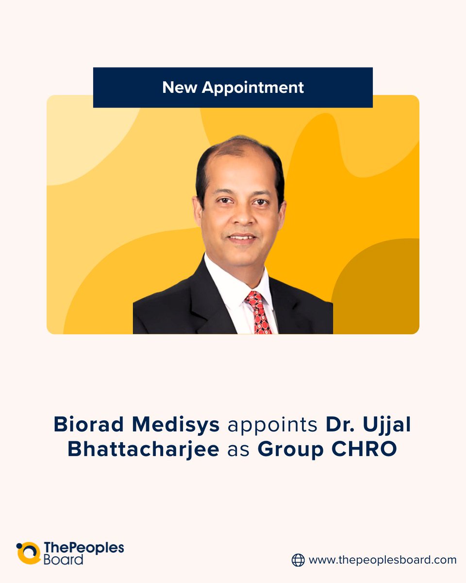 board_the43768's tweet image. Dr. Ujjal Bhattacharjee has been appointed as Group CHRO at Biorad Medisys. 

Read More : thepeoplesboard.com/news/biorad-me…

#BioradMedisys #PeopleUpdate #LeadershipMoves #HRLeadership #CHRO