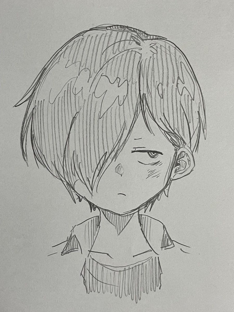 ねこちんさんの「見ずに描く」に触発されて自分もやってみました！
京太郎は何とか手癖で雰囲気出せた気がする🤣

#イラスト #僕ヤバ