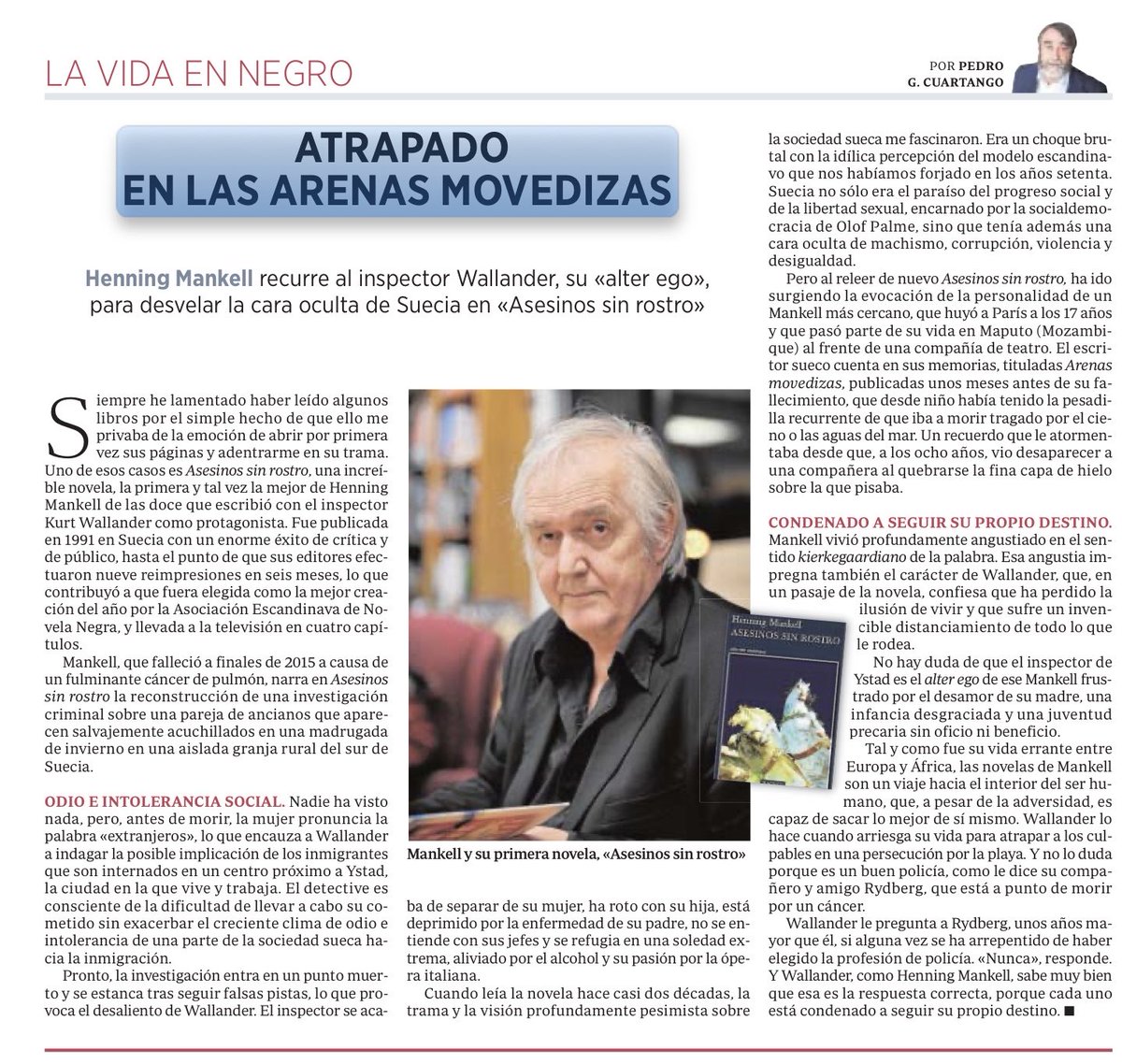 Seguimos añorando a Henning Mankell y su inspector Wallander