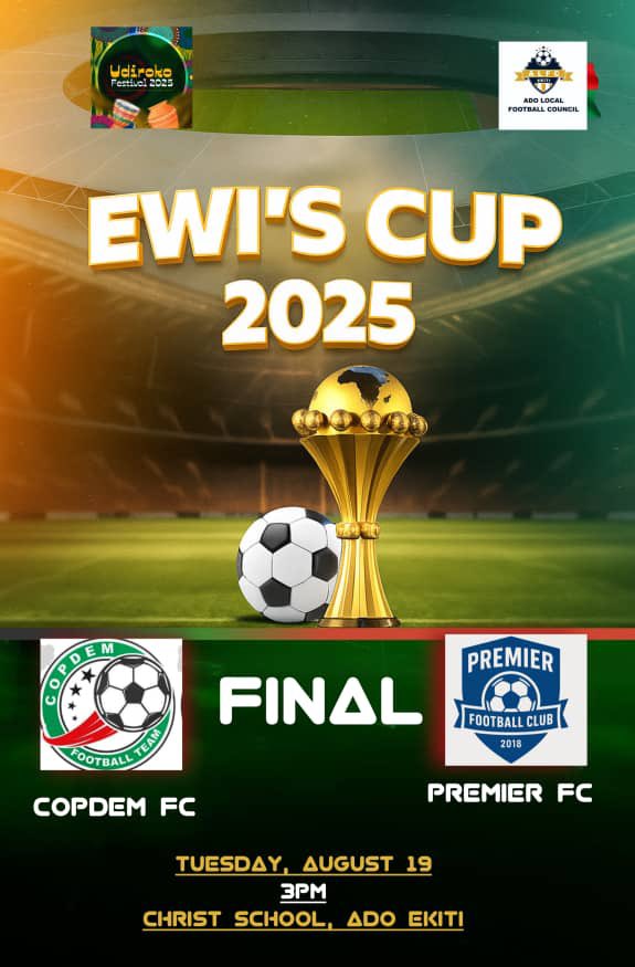 🏆 Ewi’s Cup 2025 Grand Finale 🏆

Join us for an exciting showdown!  
📍 Venue: Christ School  
📅  Date: Tuesday, August 19, 2025 (Tomorrow)  

Don’t miss the thrilling conclusion of this year’s tournament!  

#UdirokoFestivsl2025 #EwiCup2025