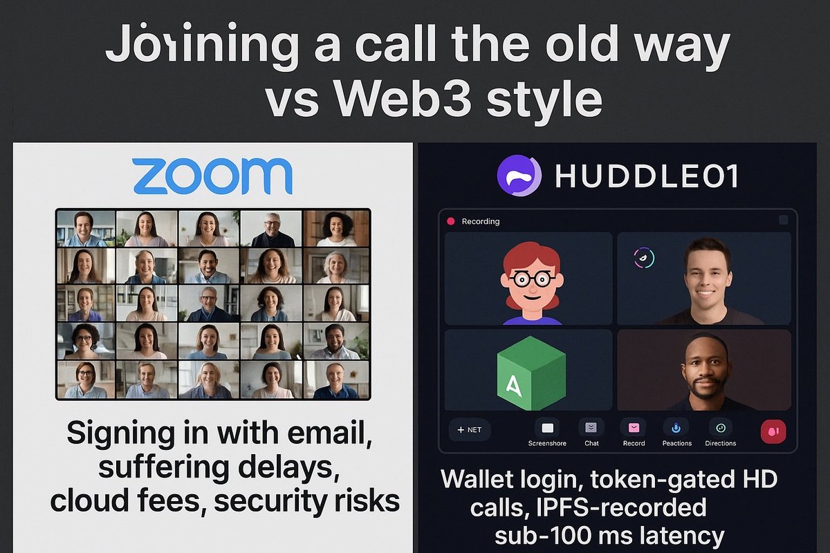 Ahyar255's tweet photo. π Old meetings full of delays & risks? Leave the old way behind. With @huddle01com just log in with your wallet, enjoy smooth HD calls, low latency, all on-chain & secure. π₯#Huddle01 #Web3Calls #SmoothCalls #FutureOfMeetings https://t.co/LOhMFzCfSc